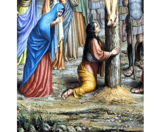 "Crucifixion of Christ" oil on panel
