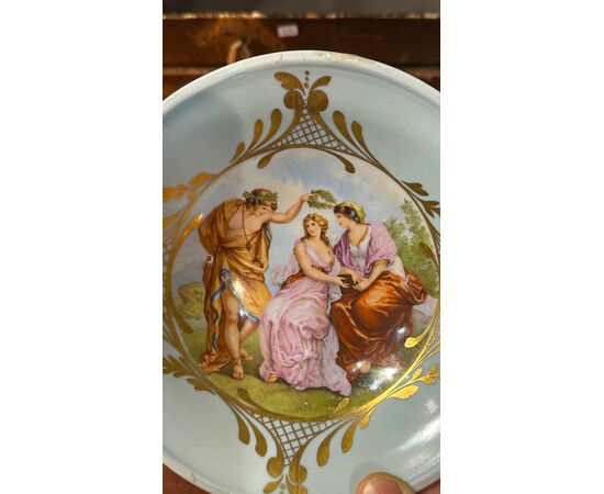 Hand-painted porcelain plate with neoclassical scene of Europe, late 19th century