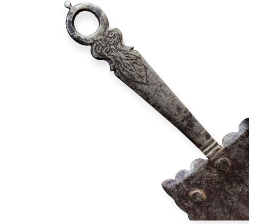 17th century wrought and engraved iron lamp