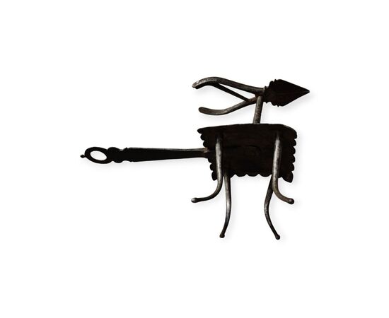 17th century wrought and engraved iron lamp