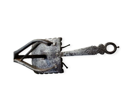 17th century wrought and engraved iron lamp