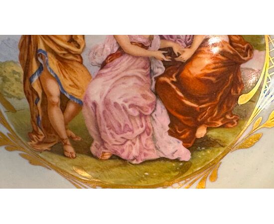 Hand-painted porcelain plate with neoclassical scene of Europe, late 19th century