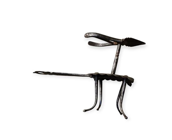 17th century wrought and engraved iron lamp