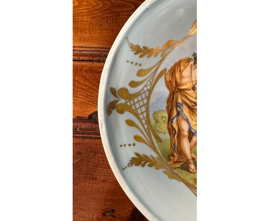 Hand-painted porcelain plate with neoclassical scene of Europe, late 19th century