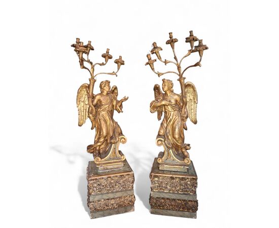 Pair of gilded wooden angels