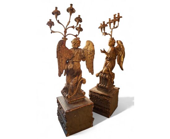 Pair of gilded wooden angels