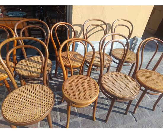 9 handmade Viennese straw chairs