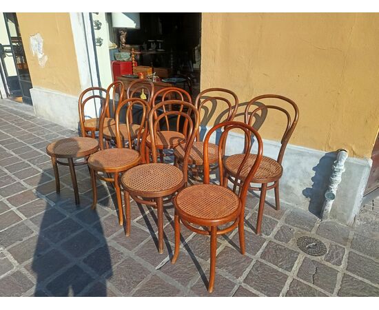 9 handmade Viennese straw chairs