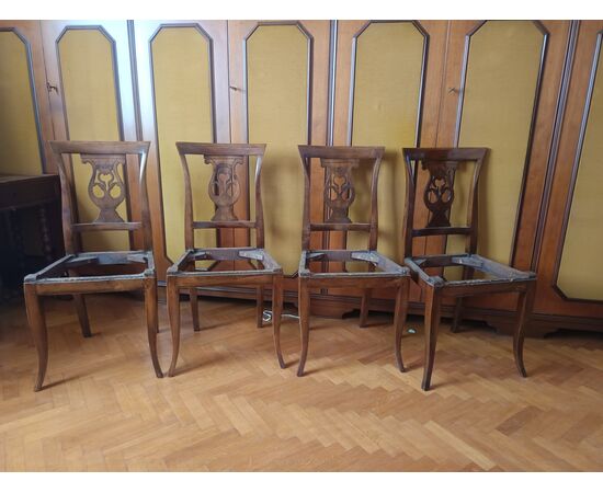 Four early 20th-century chairs, restored and ready for upholstery
