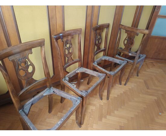 Four early 20th-century chairs, restored and ready for upholstery
