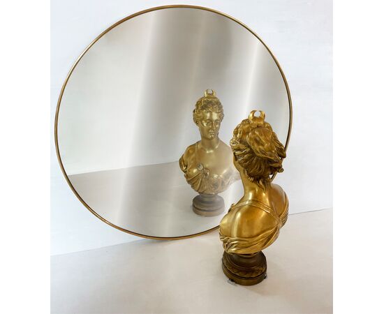 Specchio tondo con profilo in ottone - Ø 80 cm