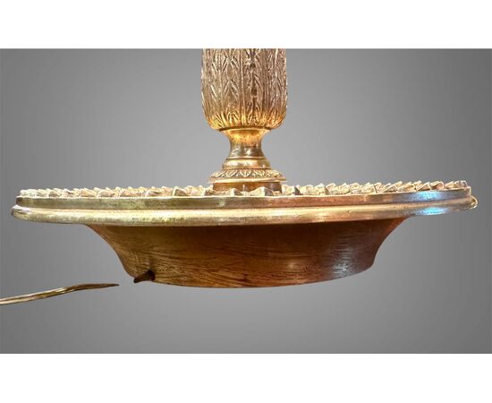 Lampada Bouillotte in bronzo dorato e paralume in metallo dipinto, primo '900.