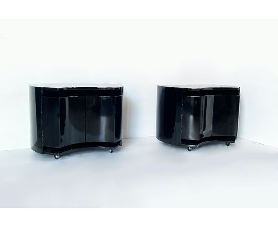90s bedside tables - lacquered wood