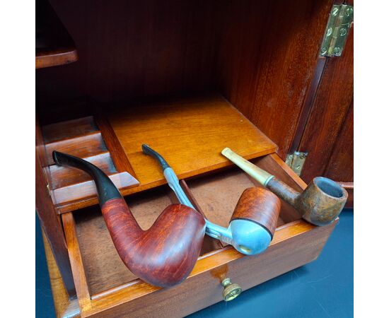 Scatola porta pipe, tabacchiera in mogano, fine 800