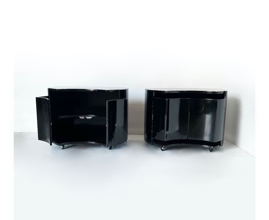 90s bedside tables - lacquered wood