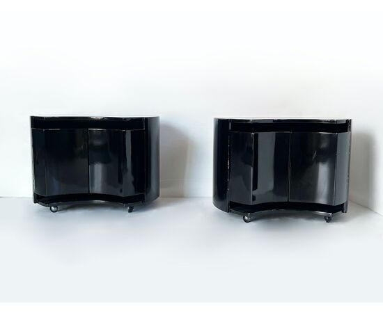 90s bedside tables - lacquered wood