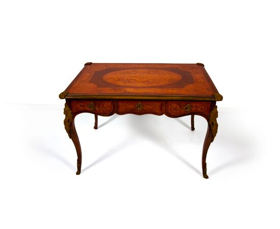 Inlaid desk in various woods, early 20th century