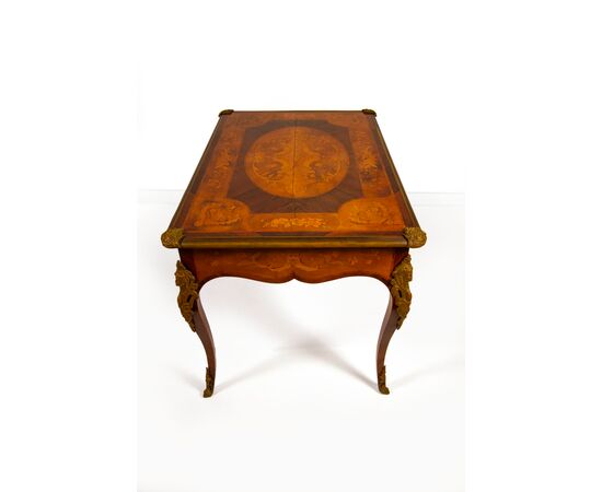Inlaid desk in various woods, early 20th century
