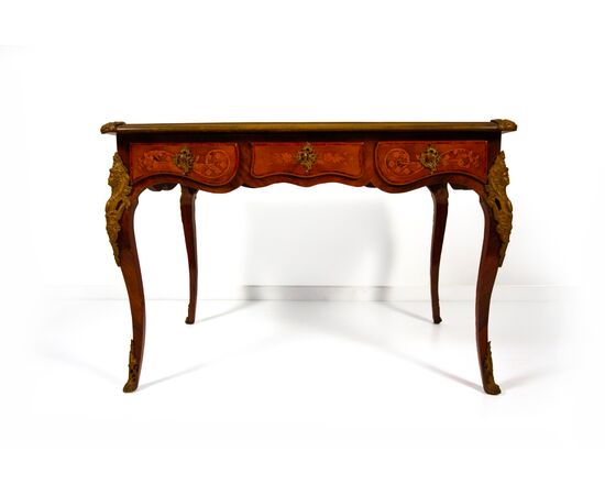 Inlaid desk in various woods, early 20th century