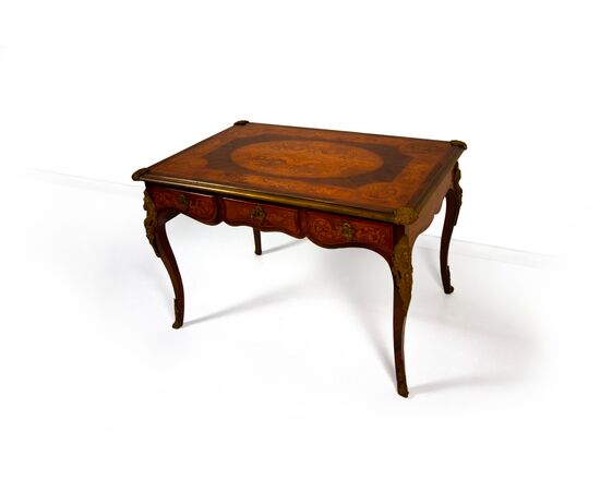 Inlaid desk in various woods, early 20th century