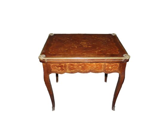 Elegante tavolino da gioco francese in stile Transizione, fine XIX secolo