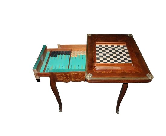 Elegante tavolino da gioco francese in stile Transizione, fine XIX secolo