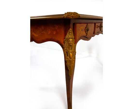 Inlaid desk in various woods, early 20th century