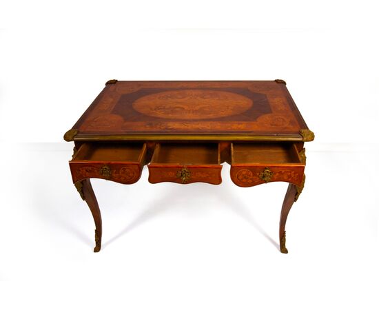 Inlaid desk in various woods, early 20th century