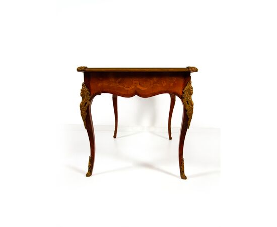 Inlaid desk in various woods, early 20th century