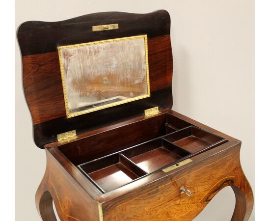 Antico tavolino Napoleone III in palissandro intarsiato - epoca '800