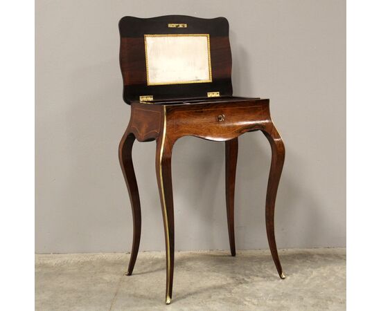 Antico tavolino Napoleone III in palissandro intarsiato - epoca '800