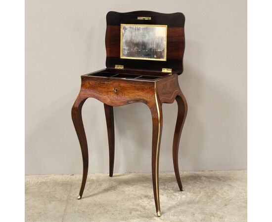 Antico tavolino Napoleone III in palissandro intarsiato - epoca '800