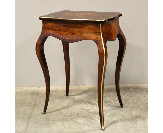 Antico tavolino Napoleone III in palissandro intarsiato - epoca '800