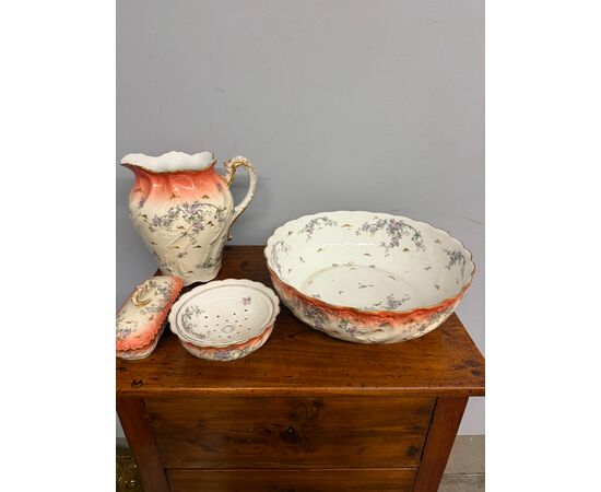 Antico set da toilet in porcellana Limoges, '800, 30x40cm