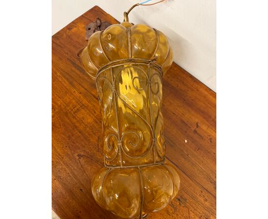 Antica lanterna in vetro Murano, '800, 48x30cm