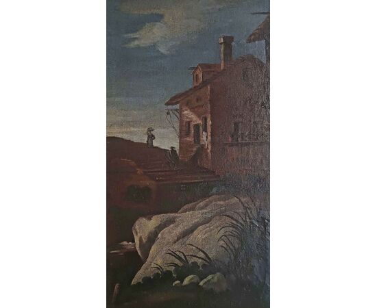 GRANDE DIPINTO CON PAESAGGIO E FIGURE FINE DEL XVII SECOLO