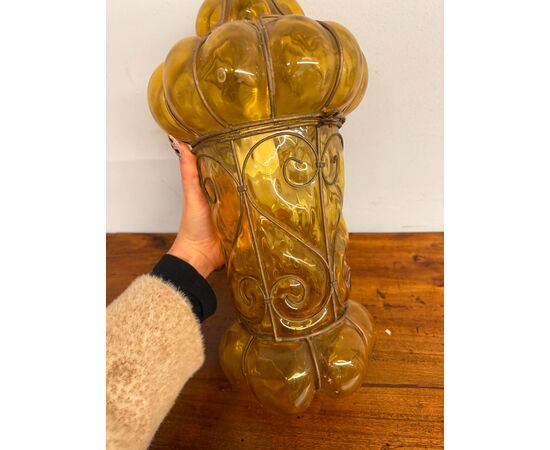 Antica lanterna in vetro Murano, '800, 48x30cm