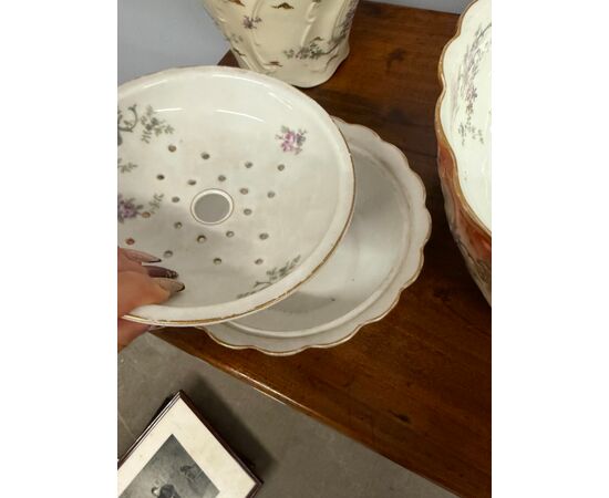Antico set da toilet in porcellana Limoges, '800, 30x40cm