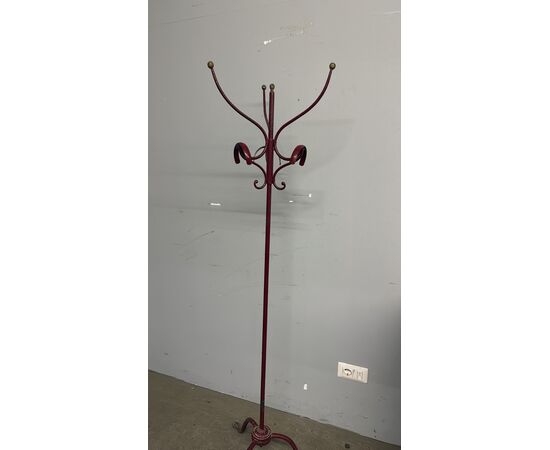 Antico attaccapanni in ferro battuto Liberty, '800, 170x47cm