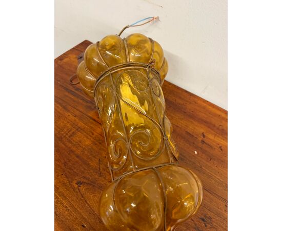 Antica lanterna in vetro Murano, '800, 48x30cm