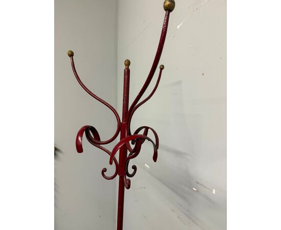 Antico attaccapanni in ferro battuto Liberty, '800, 170x47cm
