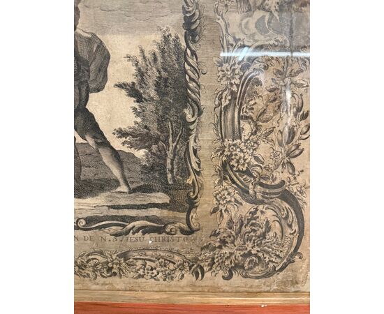 Antique etching of the flagellation of Christ, 16th century, 89x65cm