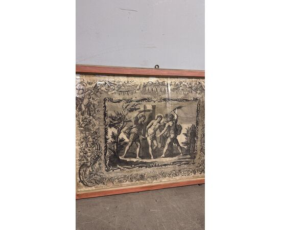 Antique etching of the flagellation of Christ, 16th century, 89x65cm