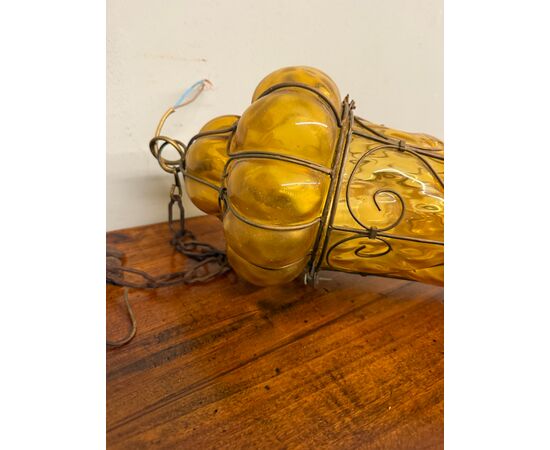 Antica lanterna in vetro Murano, '800, 48x30cm