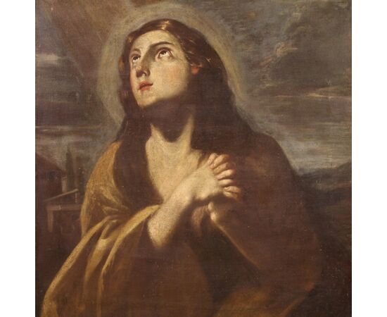 Antico dipinto italiano Maddalena del XVII secolo