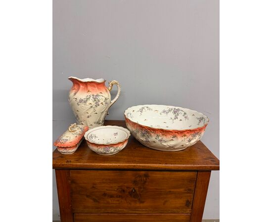 Antico set da toilet in porcellana Limoges, '800, 30x40cm