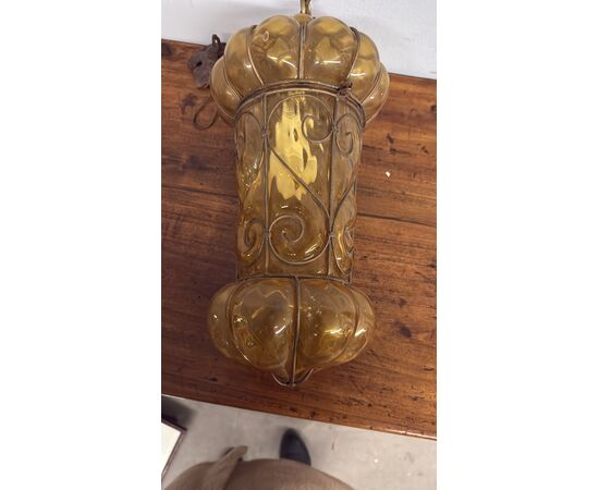 Antica lanterna in vetro Murano, '800, 48x30cm