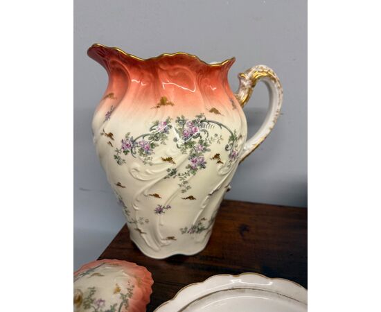 Antico set da toilet in porcellana Limoges, '800, 30x40cm