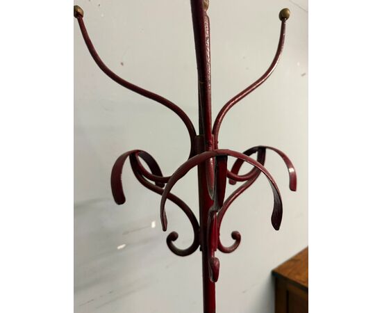 Antico attaccapanni in ferro battuto Liberty, '800, 170x47cm