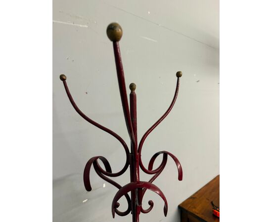 Antico attaccapanni in ferro battuto Liberty, '800, 170x47cm